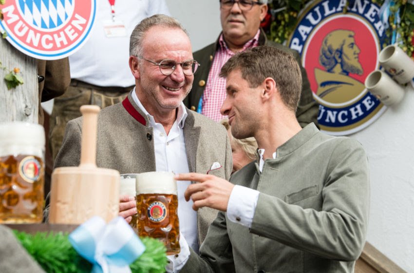 Chief Executive Officer of Bayern Munich Karl-Heinz Rummenigge and Thomas Muller
