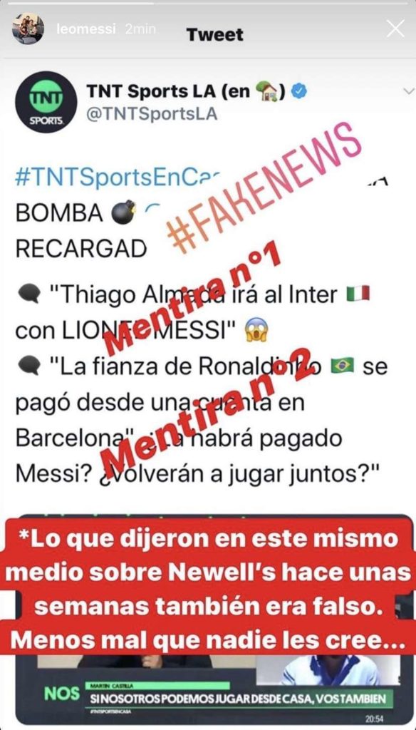 Lionel Messi Instagram post