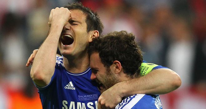 Frank Lampard and Jaun Mata sharing some tears of joy after the win.