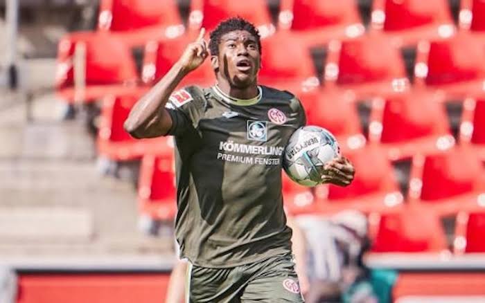 Bundesliga: Taiwo Awoniyi celebrates his goal against Cologne