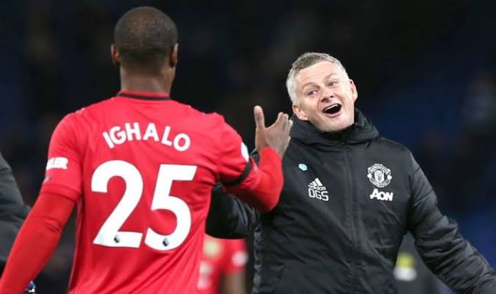 Odion Ighalo and Manchester United coach Ole