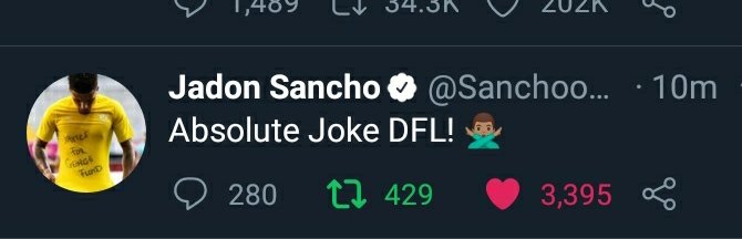 Jadon Sancho tweet