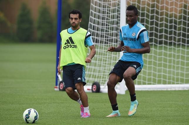 File photo of Mikel Obi training with Salah at Chelsea 