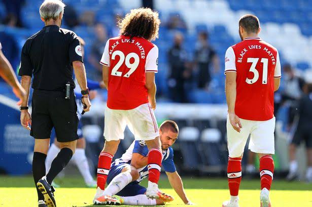 Arsenal's Matteo Guendouzi going physical with Brighton's Maupay