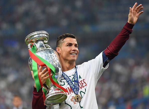 Cristiano Ronaldo celebrating the UEFA European Championship in 2016