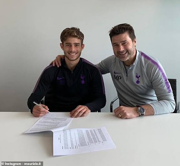 File photo Maurizio Pochettino and his father Mauricio Pochettino signing a new contract with Tottenham 