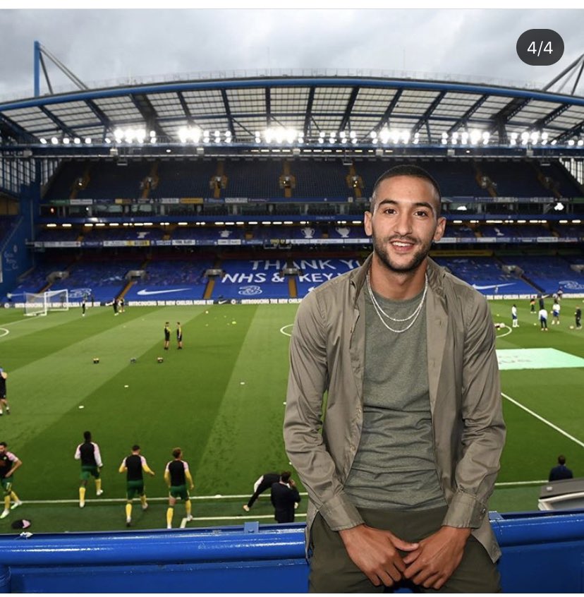 Hakim Ziyech at Stamford Bridge to watch Chelsea's last game of the season. 