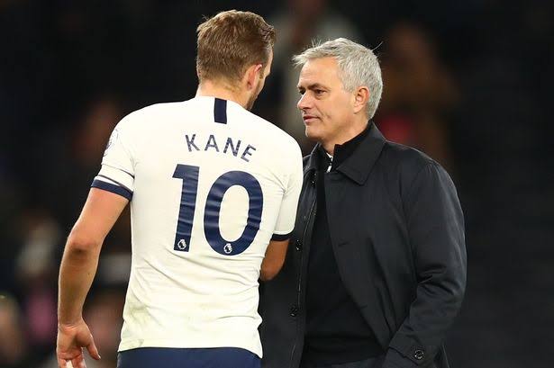 Harry Kane and Tottenham's manager Jose Mourinho