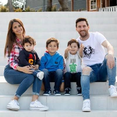 Lionel Messi, his wife Antonella Roccuzzo and Children