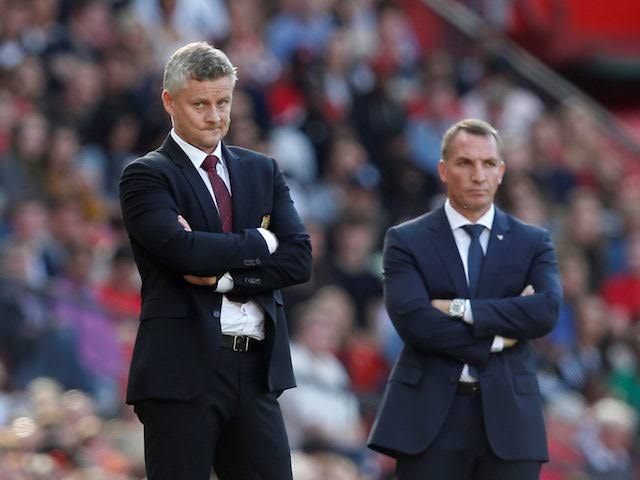 The manager of Manchester United Ole Gunnar Solskjaer and Leicester City manager Brendan Rodgers.