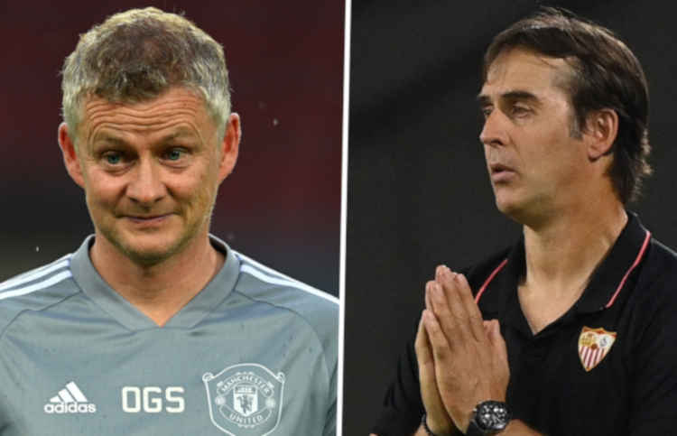 The manager of Manchester United Ole Gunnar Solskjær and the manager of Sevilla Julen Lopetegui.