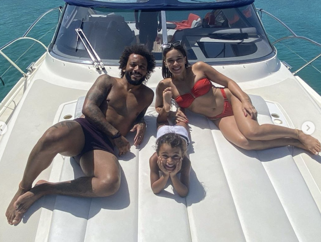 Real Madrid defender Marcelo, his wife Clarisse Alves