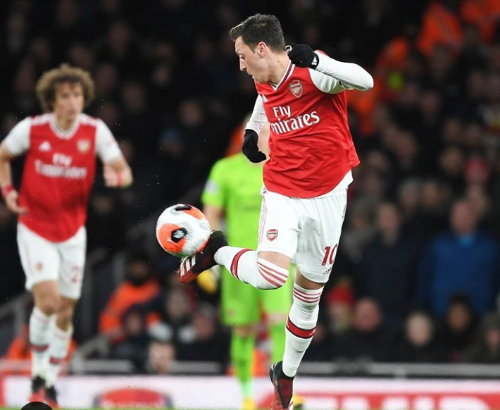 Mesut Ozil playing for Arsenal in February 2020