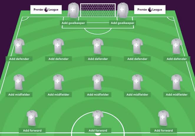 Fantasy Premier League starters set up page.