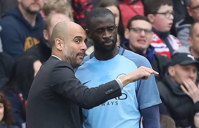 Yaya Toure and Pep Guardiola during their time together at Manchester City, 2016-2018.
