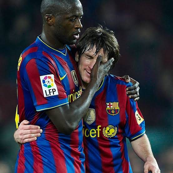 Yaya Toure and Lionel Messi during their time together at Barcelona.