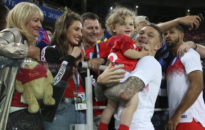 Kieran Trippier, his wife Charlotte and their son Jacob during the 2018 World Cup.