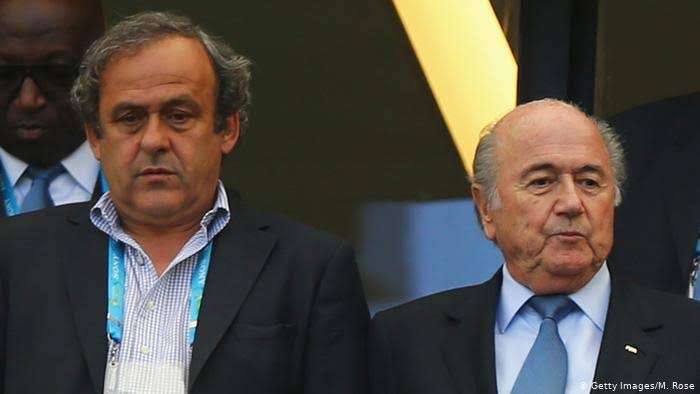 Former UEFA president Michel Platini and former FIFA president Sepp Blatter 