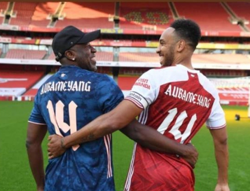 Pierre-Emerick Aubameyang and his father Pierre Aubameyang.