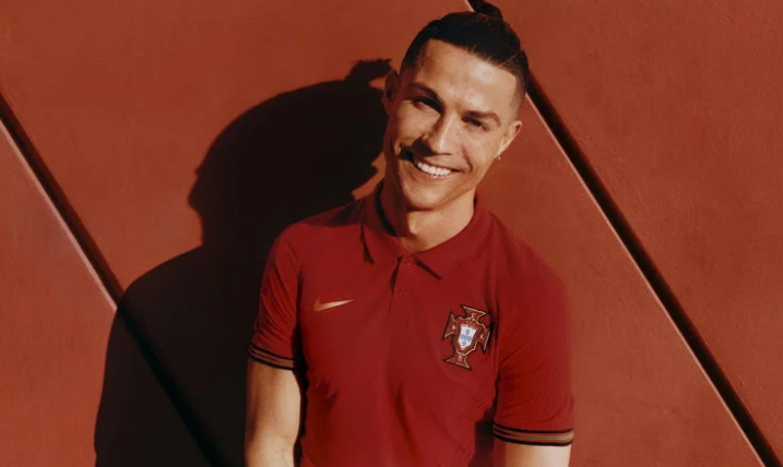 Cristiano Ronaldo wearing Portugal new home kit. 