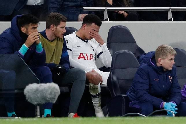 Dele Alli reacting after being substituted from a match. 