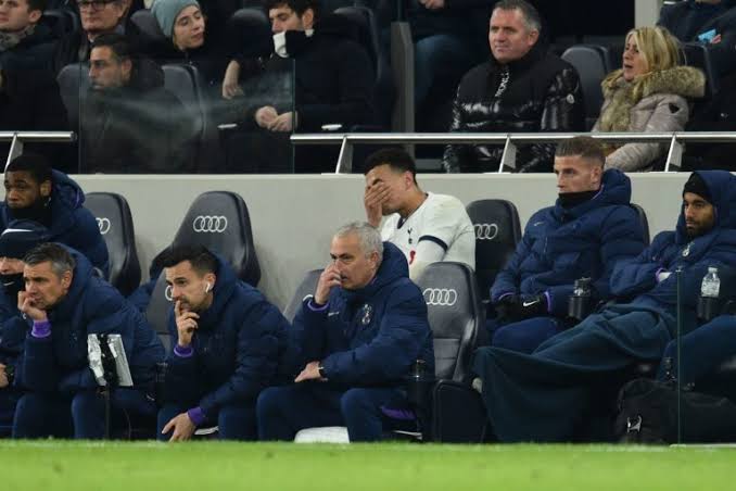 A file photo showing Dele Alli's reaction after he was substituted last season.