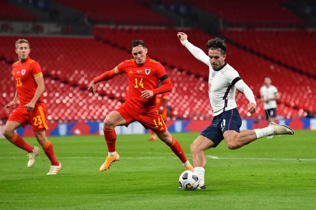 Jack Grealish in action for England against Wales. 