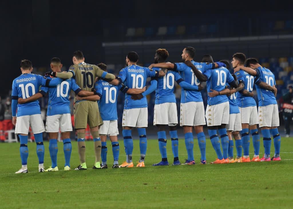 Napoli players honor Diego Maradona on November 26.