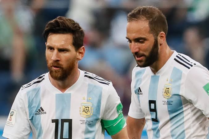 Gonzalo Higuain and Lionel Messi on national team duty with Argentina.