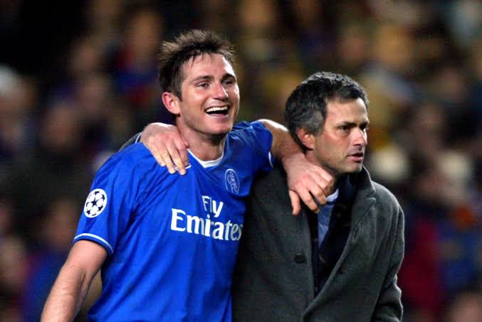 Frank Lampard and Jose Mourinho when both of them were together at Chelsea.  