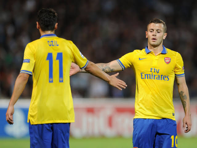 Mesut Ozil and Jack Wilshere while playing for Arsenal.