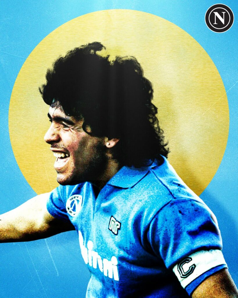 Diego Armando Maradona in action for Napoli.