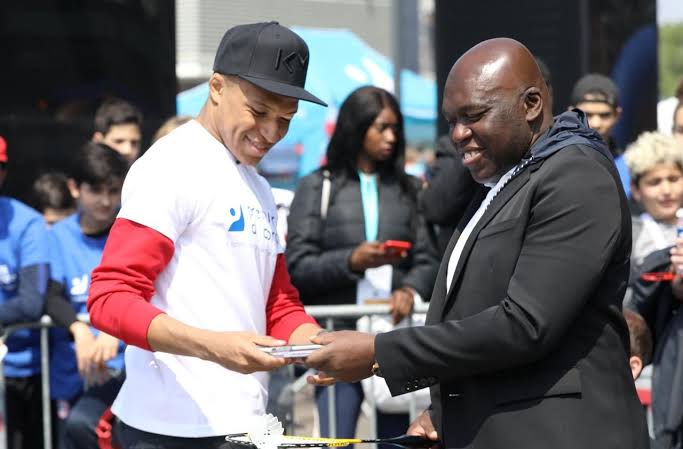 Kylian Mbappe and his father Wilfred Mbappé.