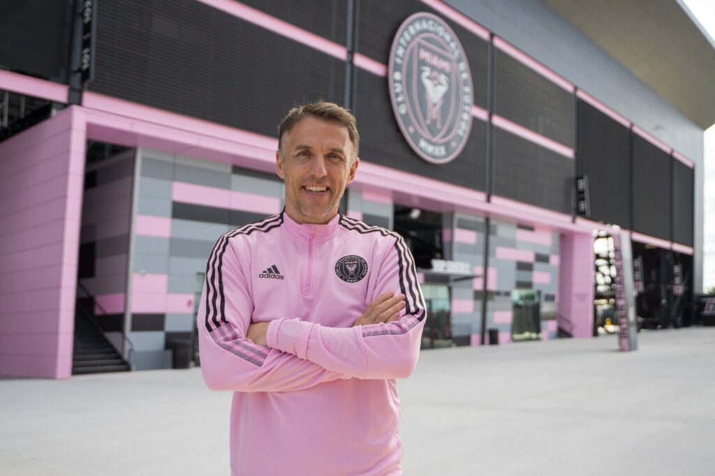Phil Neville at his unveiling as Inter Miami head coach.