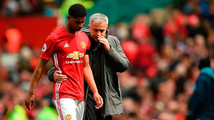 Marcus Rashford and Jose Mourinho during their time together at Manchester United.