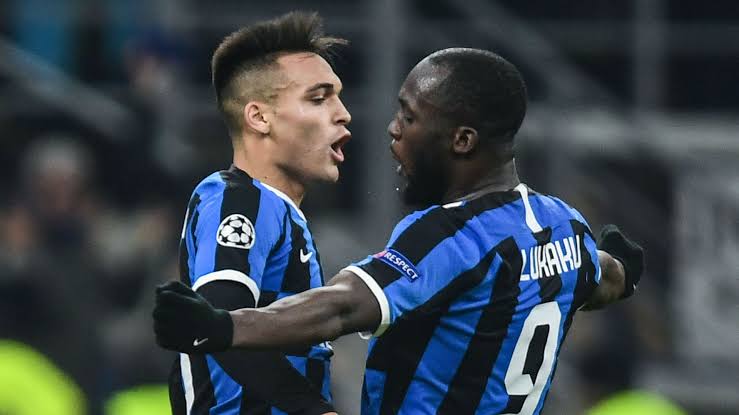 Lautaro Martinez and Romelu Lukaku in action for Inter Milan.