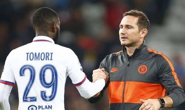 Fikayo Tomori and the manager of Chelsea football club Frank Lampard.