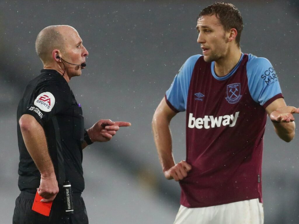 Mike Dean on duty against West Ham United.