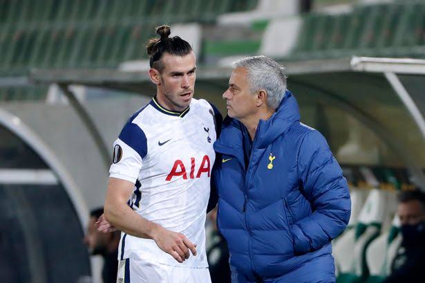Gareth Bale and Tottenham's manager Jose Mourinho.