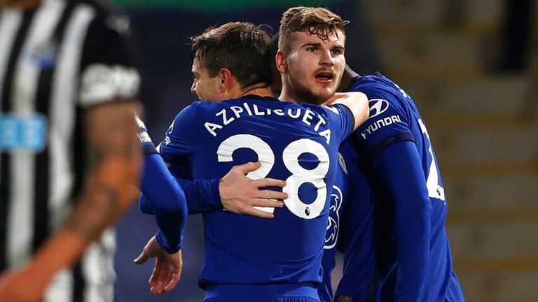 Timo Werner celebrates his 5th Premier League goal for Chelsea. 
