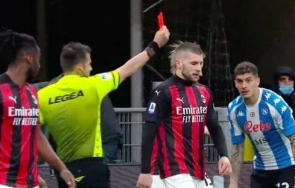 Referee Fabrizio Pasqua showed Ante Rebic a red card on Sunday, March 14, 2021.