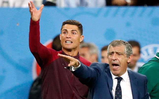 Cristiano Ronaldo and Portugal national team coach Fernando Santos.