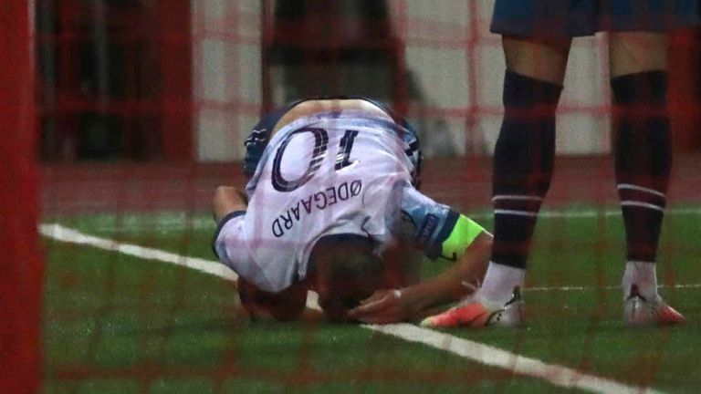 Martin Odegaard in pain on Wednesday, March 24.