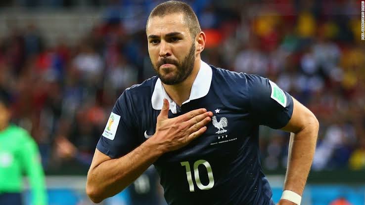 Karim Benzema in action for France.