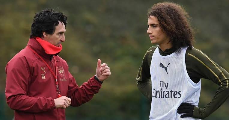 Matteo Guendouzi and coach Unai Emery during their days together at Arsenal. 
