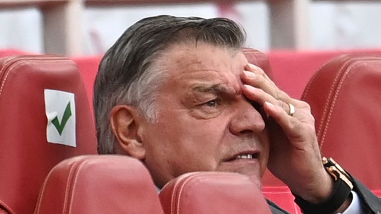 Sam Allardyce in pain after West Brom's defeat at the hands of Arsenal on Sunday.