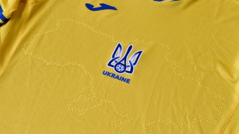  new kit of the Ukraine national team showing the map of the country.