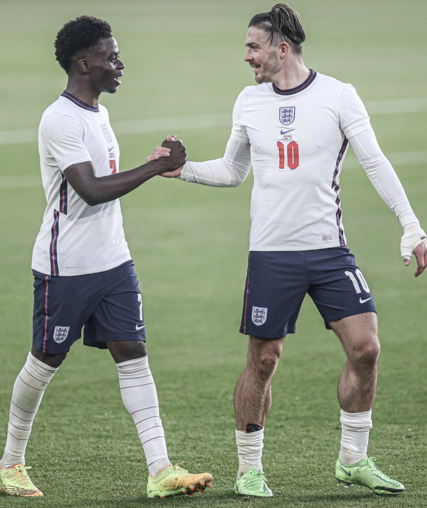 Bukayo Saka and Jack Grealish on duty for England on Tuesday, June 22.