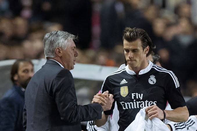 Gareth Bale and Carlo Ancelotti during their time together at Real Madrid.