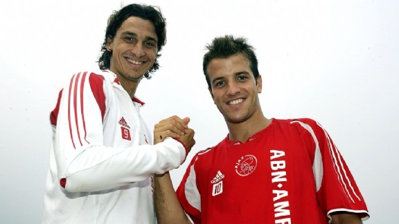 Zlatan Ibrahimovic and Van der Meyde during their early days at Ajax.